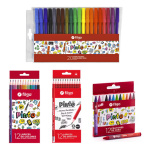 Set 12 lapices colores + 12 negros + 12 crayones + 20 fibras