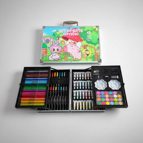 Set arte infantil 132 piezas maletín metálico niños capylabu - Image 12
