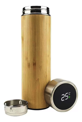 Termo con sensor de temperatura 500 ml simil madera 2059 - Imagen 2