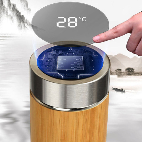 Termo con sensor de temperatura 500 ml simil madera 2059 - Imagen 4