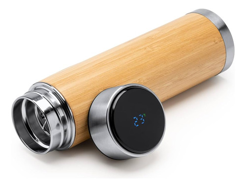 Termo con sensor de temperatura 500 ml simil madera 2059 - Imagen 8