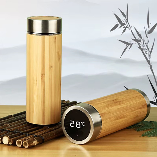 Termo con sensor de temperatura 500 ml simil madera 2059 - Imagen 3