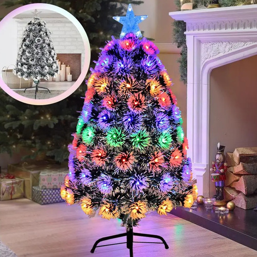 Árbol De Navidad Led Nevado 60 Cm Fibra Óptica Con Estrella - Imagen 6