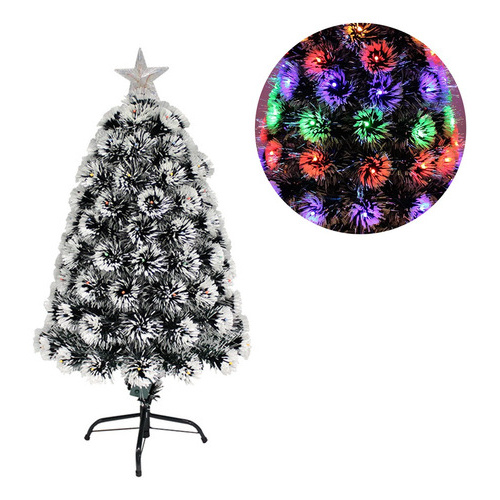 Árbol De Navidad Led Nevado 60 Cm Fibra Óptica Con Estrella