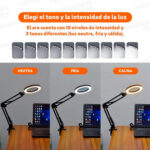 Aro Led Con Lupa + Soporte De Mesa Articulado Con Agarre – vista posterior
