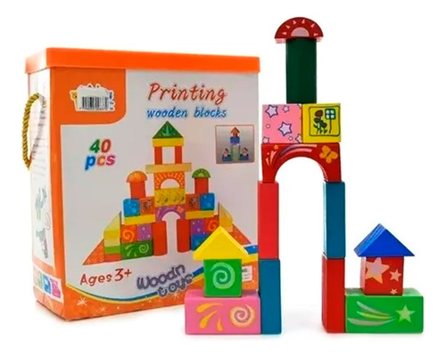 Bloques Didácticos 40 Piezas Juego Infantil De Madera 50570 - Imagen 2