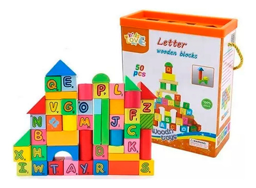 Bloques Didácticos 50 Piezas Juego Infantil De Madera 50580 - Image 1