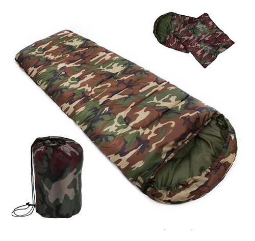 Bolsa Dormir Rectangular Camuflada Con Capucha + Funda Tela - Imagen 4