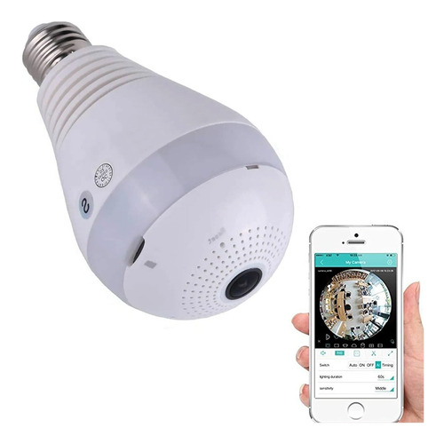 Camara_Ip_Wifi_Foco_Espia_Parlante_Sensor_Lente_360o_Led__D_894494-MLA51787202562_102022-O.jpg Camara Ip Wifi Foco Espia Parlante Sensor Lente 360º Led - Image 1