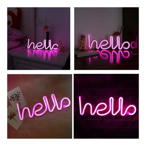 Cartel Forma De Letras Hello Neón Luz Led Usb Y A Pilas A37 - Imagen 5