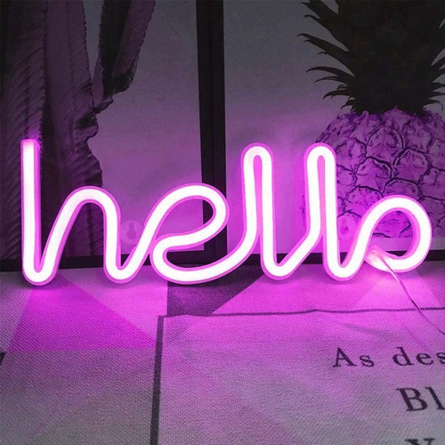 Cartel Forma De Letras Hello Neón Luz Led Usb Y A Pilas A37 - Imagen 7
