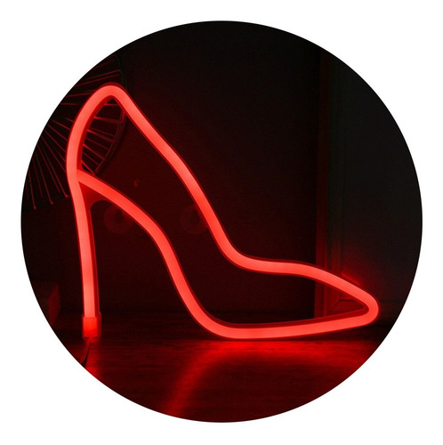 Cartel Led De Neón Con Forma Zapato Mujer Usb Pilas - Imagen 6