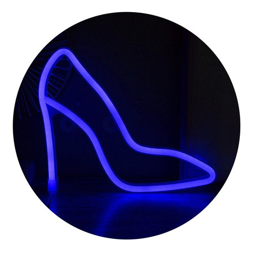 Cartel Led De Neón Con Forma Zapato Mujer Usb Pilas