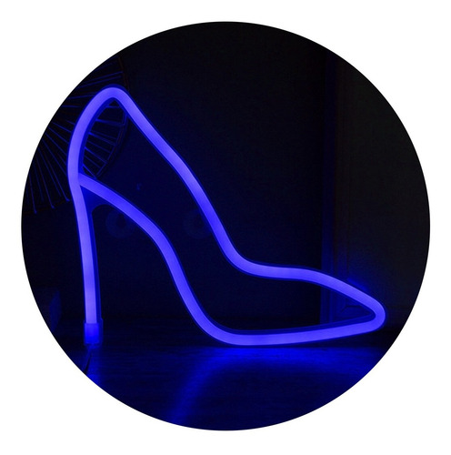 Cartel Led De Neón Con Forma Zapato Mujer Usb Pilas - Imagen 1