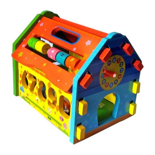 Casita Didactica De Madera Encastrable Desarmable Para Bebes