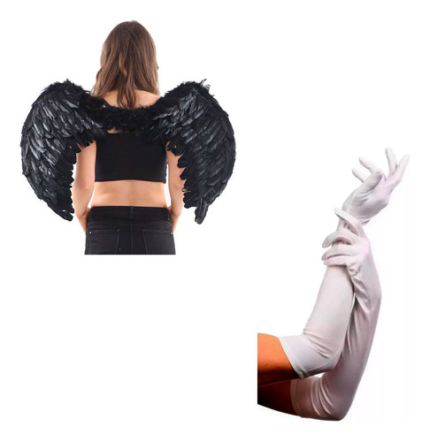 Combo Alas De Angel Disfraz + Guantes Blancos Cotillon Jo495 - Image 4