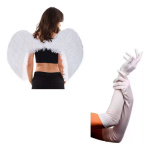 Combo Alas De Angel Disfraz + Guantes Blancos Cotillon Jo495 - Image 5