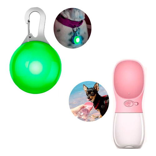 Combo Botella 350 Ml + Luz Identificador Et7124 Mascotas