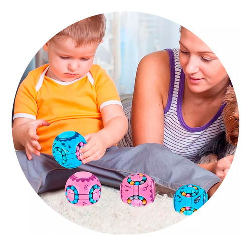 Cubo puzzle giratorio frijol para niños anti estrés 117-1 – vista lateral