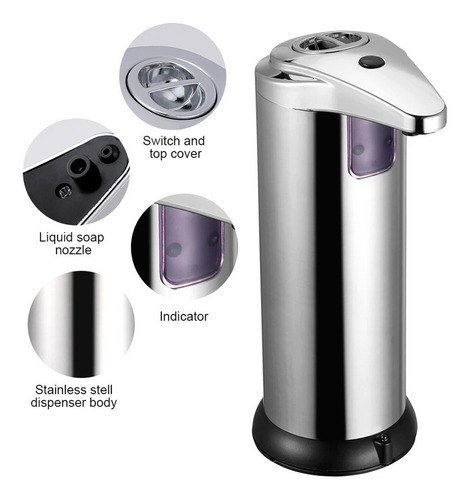 Dispenser Automatico 250ml De Jabon Alcohol Gel Recargable – vista posterior