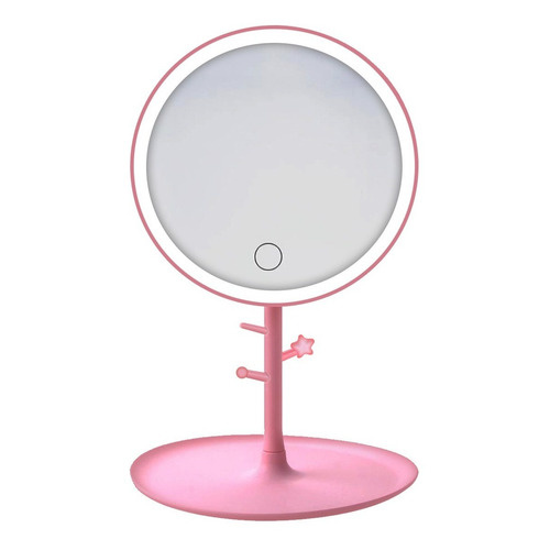 Espejo Para Maquillaje Led Redondo Recargable De Mesa Aaj