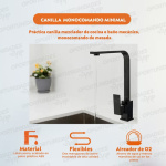 Griferia Cocina Canilla Monocomando Recta Baño Con Giro 6016 – detalle del producto