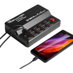 Hub 10 Puertos Usb Zapatilla Cargador Múltiple 5v 12a 220v