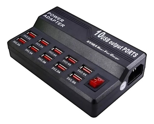 Hub 10 Puertos Usb Zapatilla Cargador Múltiple 5v 12a 220v - Image 4