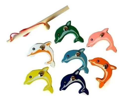 Juego De Pesca Magnético Encastre Madera 7 Peces Imantado - Image 2
