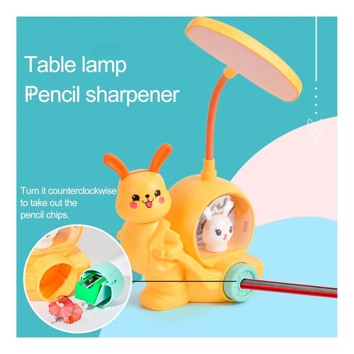 Lampara velador luz led y sacapuntas con diseño de conejito El419 - Image 3