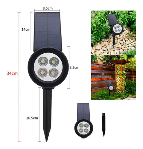 Lampara estaca impermeable con panel solar Luz LED 7019 - Imagen 4
