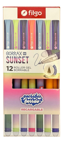 Lapiceras Bolígrafos Borrables Filgo Borrax Sunset X 12 Unid - Imagen 4