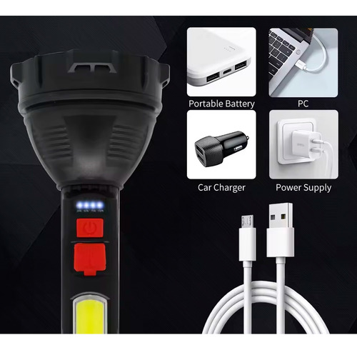 Linterna LED camping 18 cm gran alcance recargable USB Ty823 - Image 2