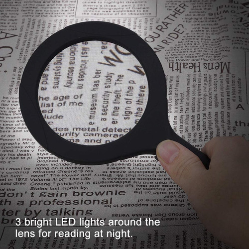Lupa De Mano Con Led Aumento 3x Diametro 85mm A Pilas - Image 7