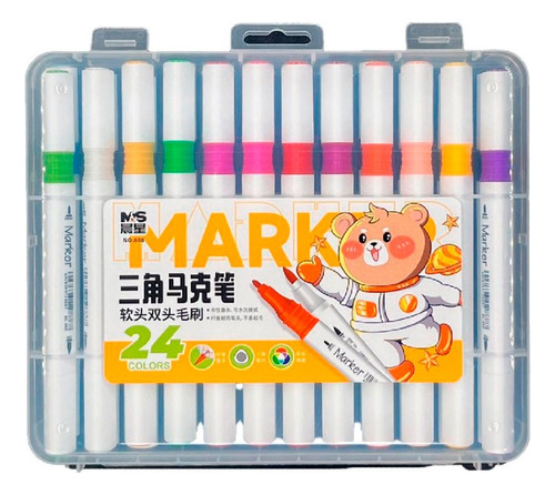 Marcadores Doble Punta Arte Dibujo Lanke X 24 + Maletin - Imagen 2