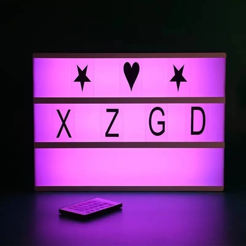 Marquesina Led Rgb Cartel Pizarra 30x22 Cm. Control Luminoso – imagen de uso