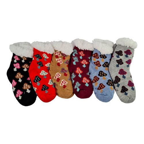 Medias Con Corderito X6 Antideslizante Invierno 26x8cm 90476