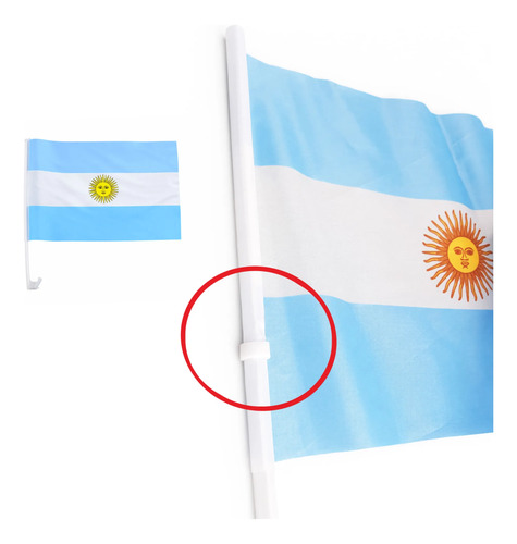 Pack X12 banderas de Argentina para auto con gancho 1882 - Imagen 4