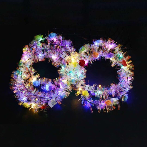 Pack X 14 Vinchas Hawaiana Guirnalda Flores Multicolor Led - Imagen 2