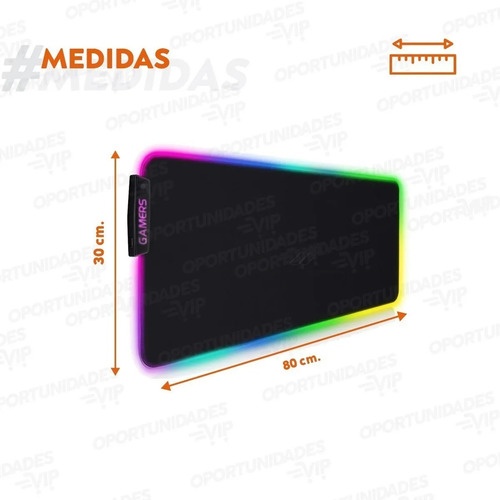 Pad Grande Led Gamer Mouse Teclado Pc Antideslizante 80 X 30 – vista lateral