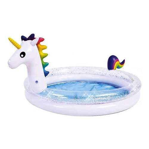 Pileta Inflable Unicornio Glitter 99 X 50 Cm Ring Pool 65 Lt