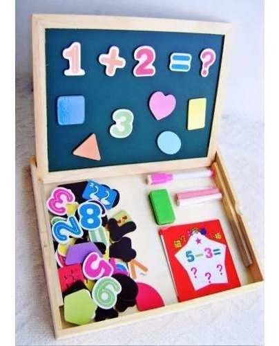 Pizarra Magnética Dibujo Doble Caja Madera Accesorios 30x23 - Image 3