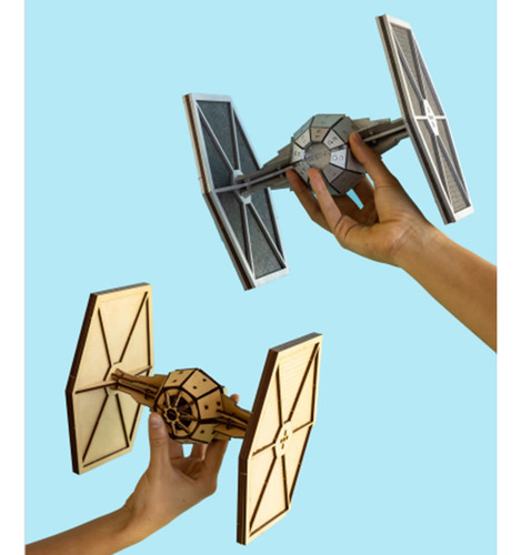 Nave de Star Wars Tie Fighter de madera para armar - Wa00112 – vista lateral