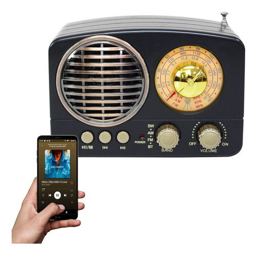 Radio Vintage Parlante Bluetooth/aux/usb Radio Am/fm M161bt - Imagen 8