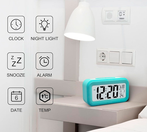 Reloj despertador LCD luz snooze light con calendario y temperatura - Imagen 17