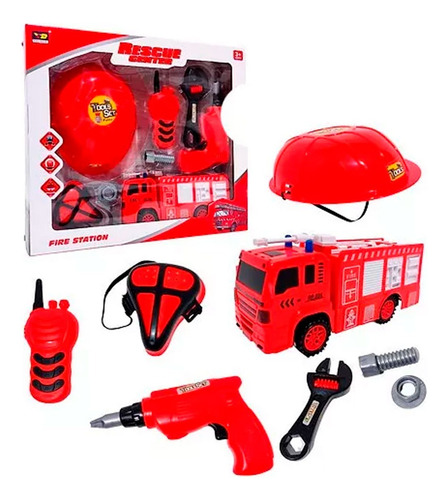 Set Bombero Herramientas Juguete Camion Niños 8 Piezas 22334 - Image 1