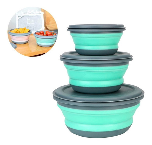 Set De 3 Bowl Taper Plegables De Silicona Cocina Sil-157 - Imagen 6