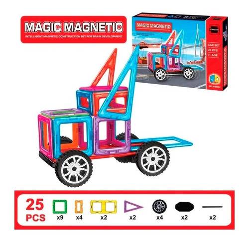 Set De Construcción Magnéticos 24 Y 25 Piezas Modelo Auto - Imagen 2