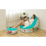 Sillon Inflable Sofa Portatil Reposapiés Estampado – vista lateral