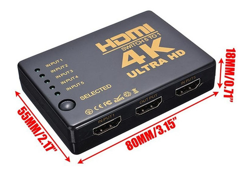 Switch selector HDMI  5 puertos 4K + control remoto - Imagen 4